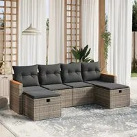 Set Divano da Giardino 6 pz con Cuscini Grigio in Polyrattan 3265344