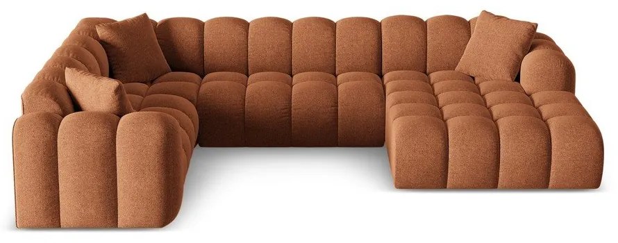 Divano angolare color terracotta (con penisola a sinistra/a U) con rivestimento in ciniglia Treno – Cosmopolitan Design