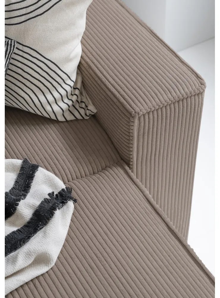 Divano letto angolare in velluto a coste beige Brave Dave - Miuform