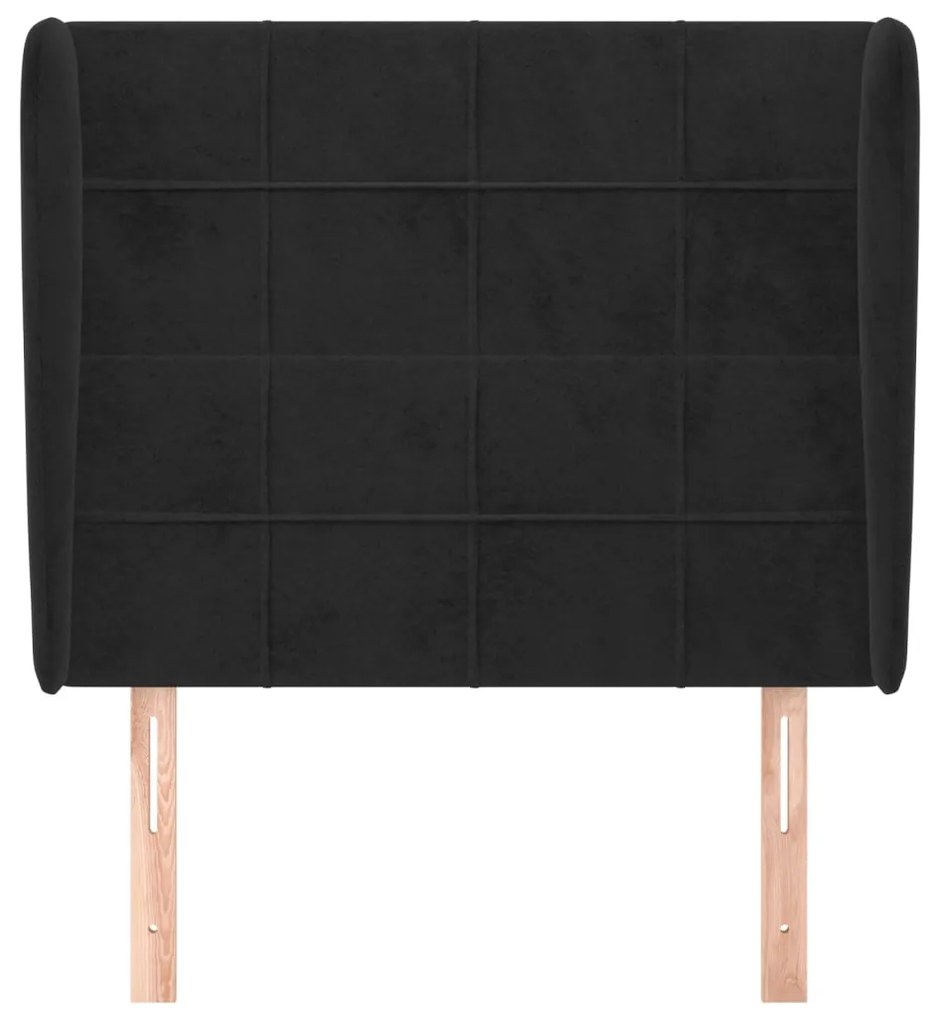 Testiera ad orecchio nera 93x23x118/128 cm in velluto