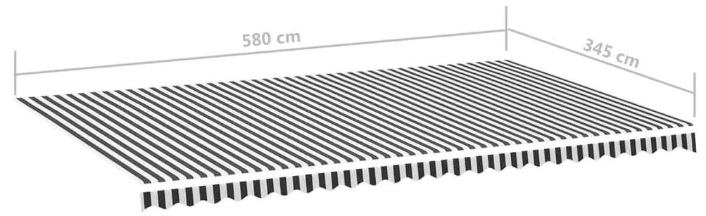 Tessuto di Ricambio per Tenda da Sole Antracite e Bianco 6x3,5m