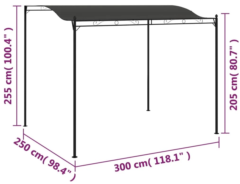 Tendalino Parasole 3x2,4 m Antracite