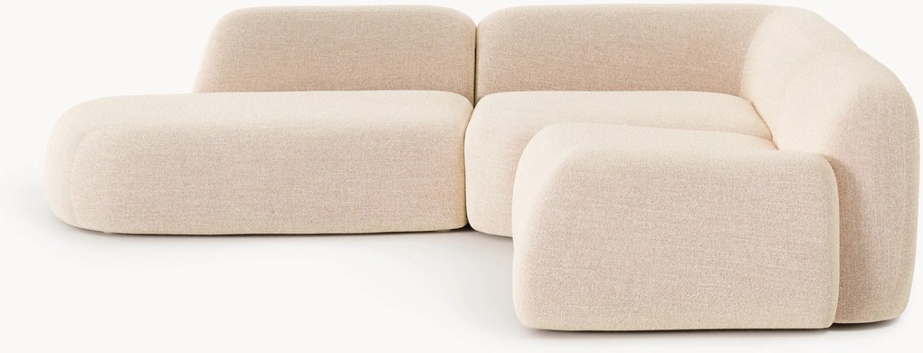 Divano angolare componibile 4 posti in bouclé con chaise longue Wolke
