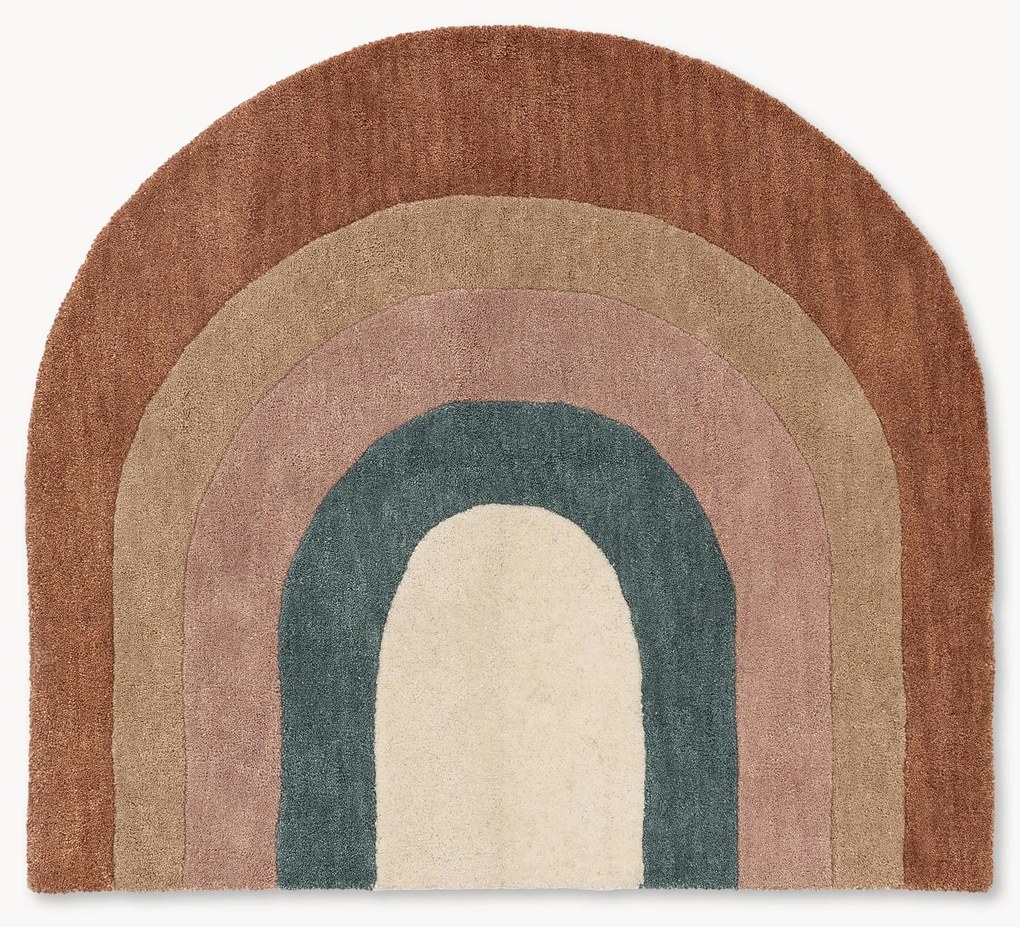 Tappeto per bambini in lana taftato a mano con frange Rainbow