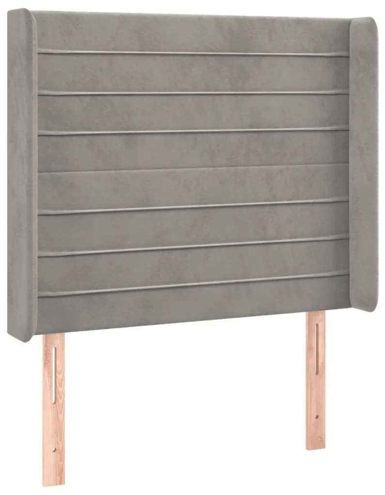 Testiera ad orecchio grigio chiaro 93x16x118/128 cm in velluto