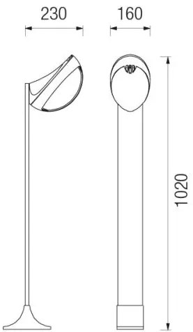 Airone Stelo Silver 1 Luce H. 102Cm 75W E27
