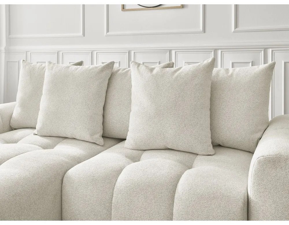 Divano angolare bianco allungabile/con contenitore (con penisola a sinistra/con chaise lounge) con rivestimento in ciniglia Roxelane – Bobochic Paris