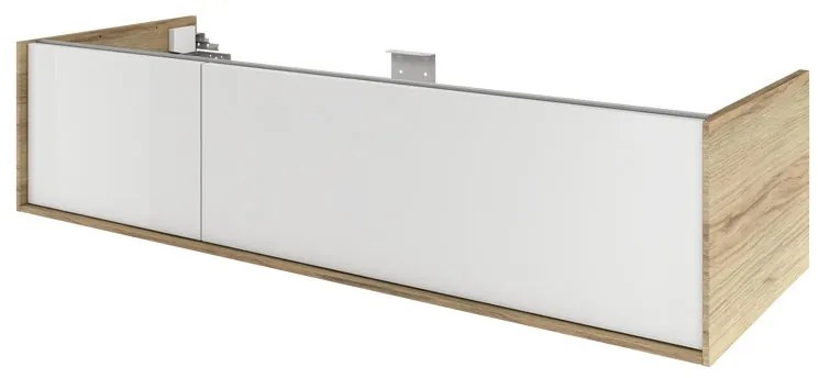 Mobile da bagno sotto lavabo SENSEA Neo Frame bianco e noce laccato lucido L 135 x H 32 x P 48 cm 2 cassetti, lavabo non incluso