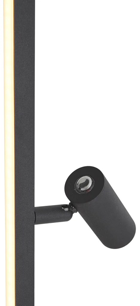 Lampada da terra di design nera con lampada da lettura con LED e dimmer touch - Throttle