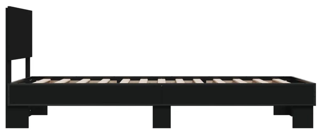 Giroletto nero 90x200 cm in legno multistrato e metallo