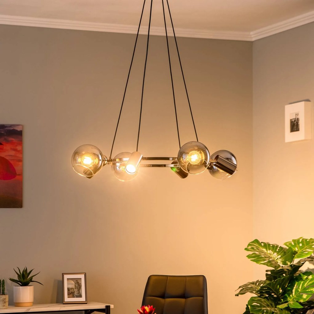 Lucea Lampada a sospensione Zerde 4+4, Ø 82 cm, oro, a 8 luci
