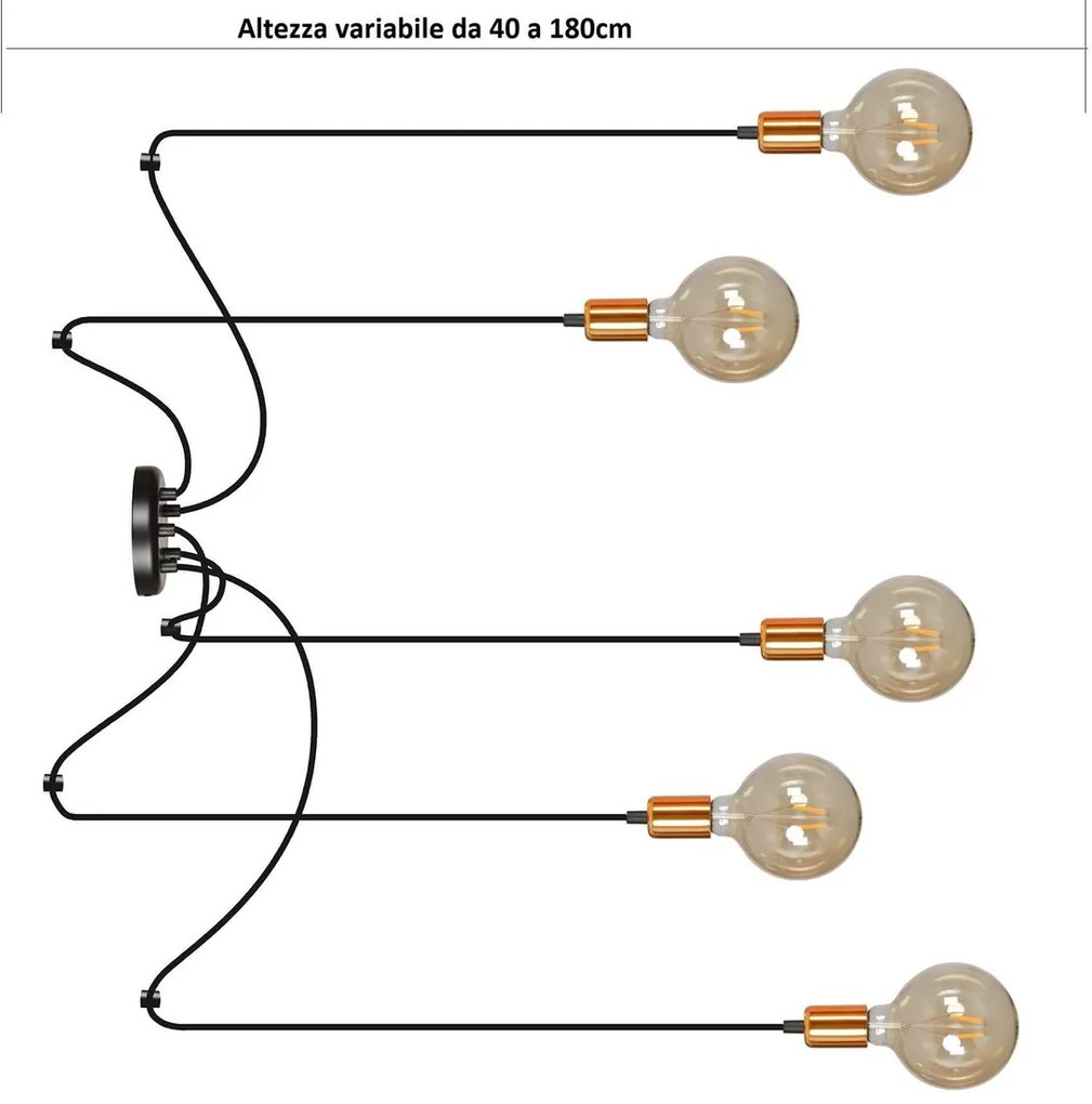 Lampadario a Sospensione SPARK 5 BLACK