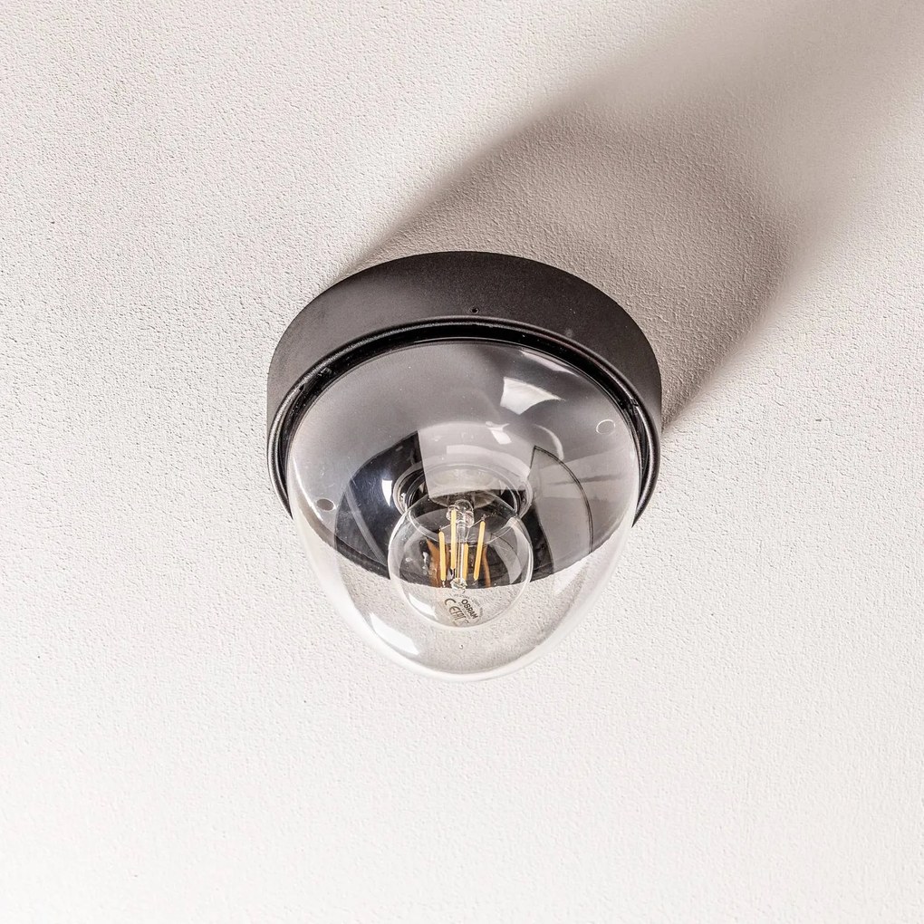 Nowodvorski Lighting Plafoniera Nook con paralume trasparente, nero