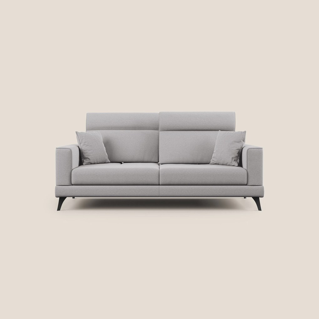 Slide Divano con schienali traslanti e poggiatesta in tessuto simil cotone impermeabile T19 grigio
