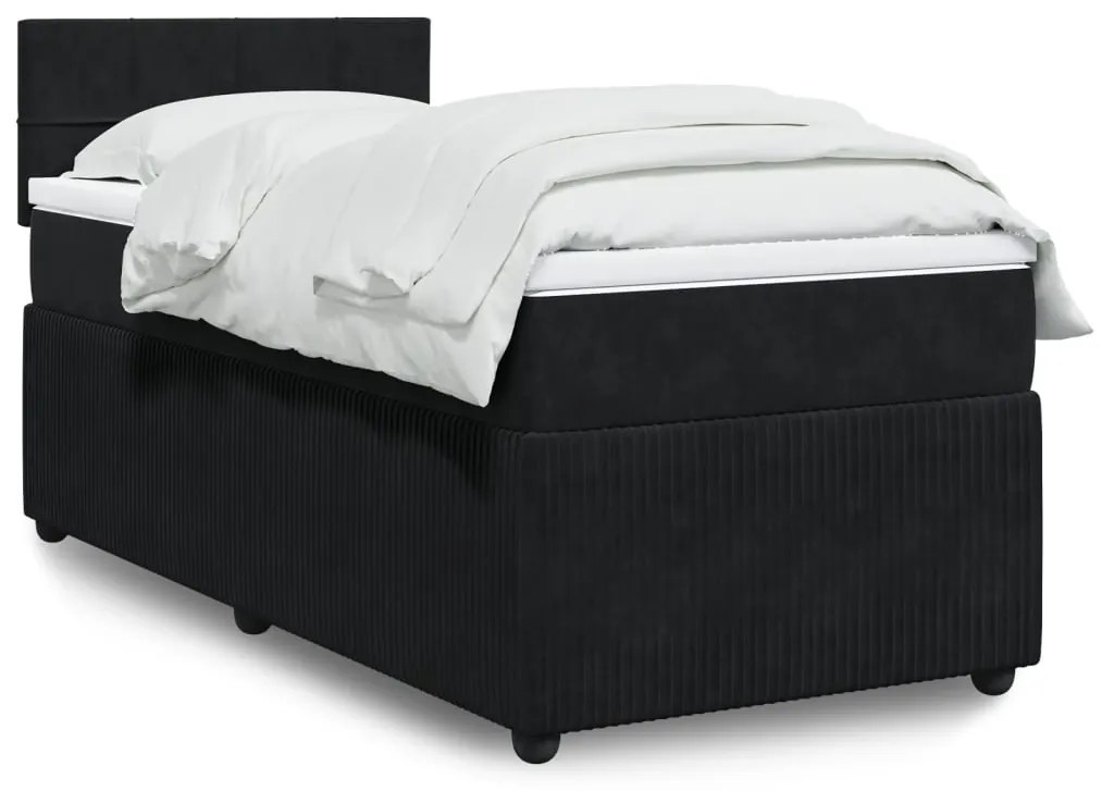 Giroletto A Molle Con Materasso Nero 90x200 Cm İn Velluto /