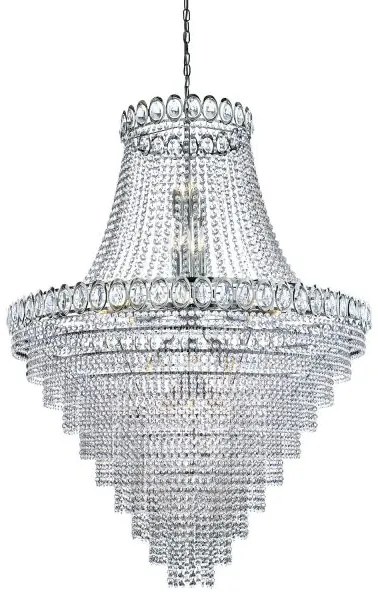 Lampadario louis phillipe 28lt - metallo cromato e cristallo