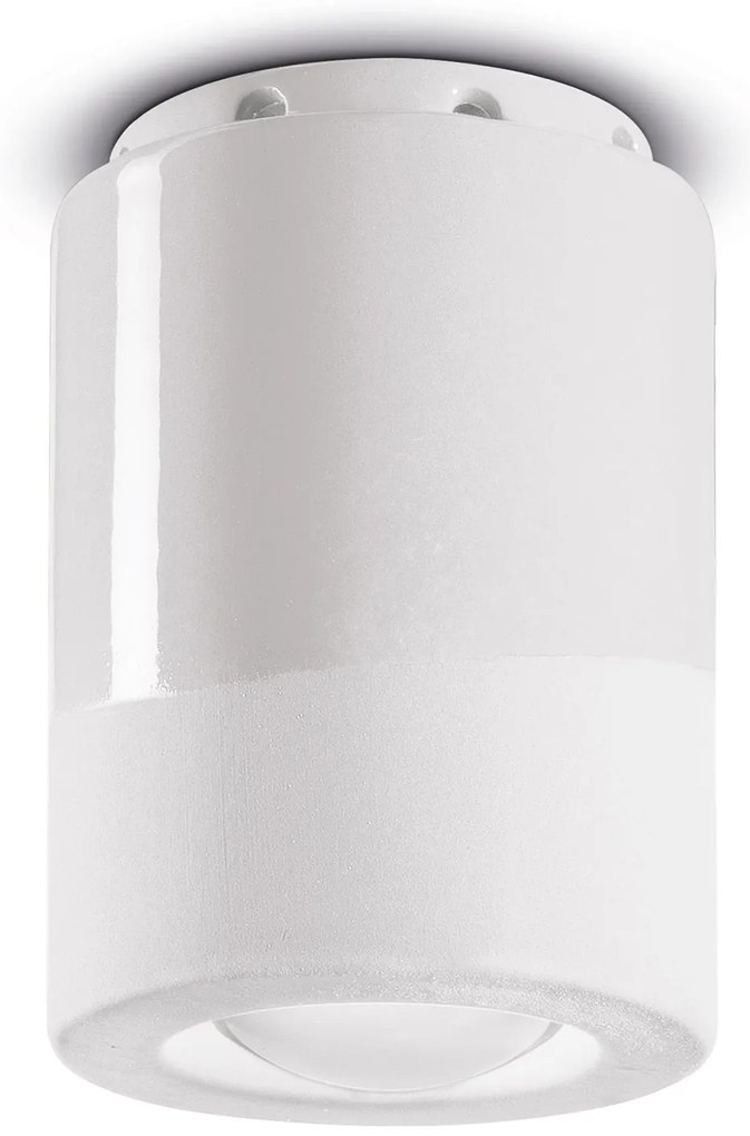 Plafoniera Vintage Decò Pi Ceramica Bianco Grezzo 1 Luce E14