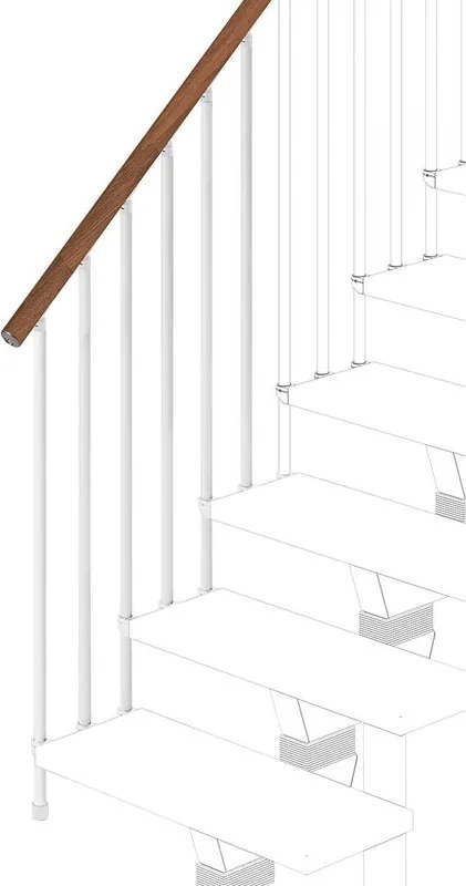 Balaustra in kit IRIS Vida 3GR in legno bianco, corrimano in legno noce, L 120 cm fissaggio a parete