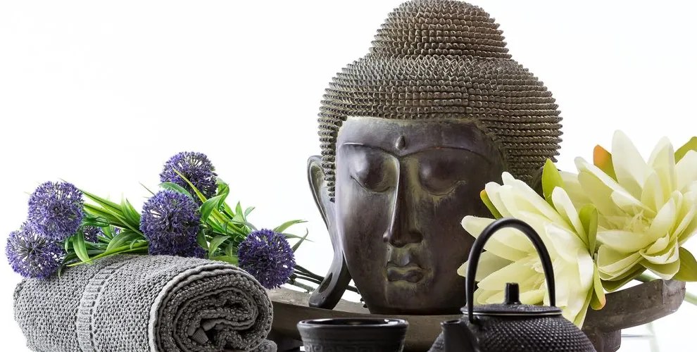 Quadro su tela – Natura morta wellness con Buddha