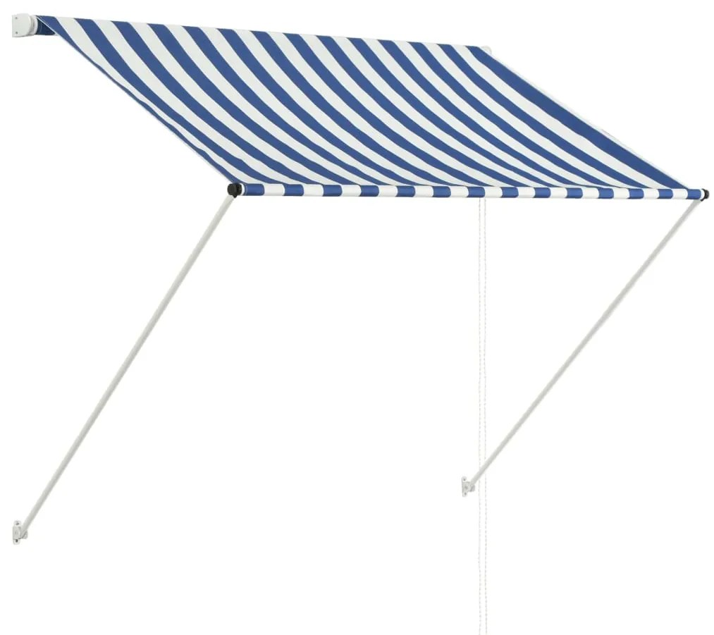 Tenda da Sole Retrattile 150x150 cm Blu e Bianco