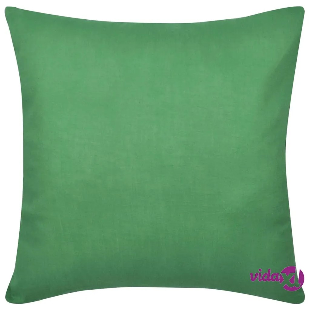 vidaXL Federe 4 pz per Cuscini in Cotone Verdi 80 x 80 cm