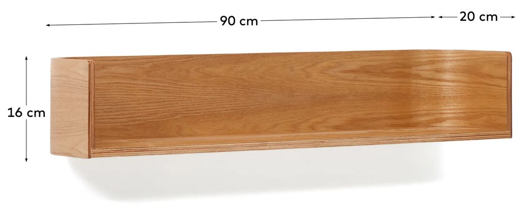 Kave Home - Scaffale Octavia in legno impiallacciato di frassino 90 x 20 cm