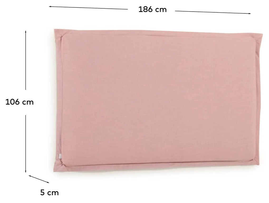 Kave Home - Testiera sfoderabile Tanit in lino rosa per letto da 180 cm