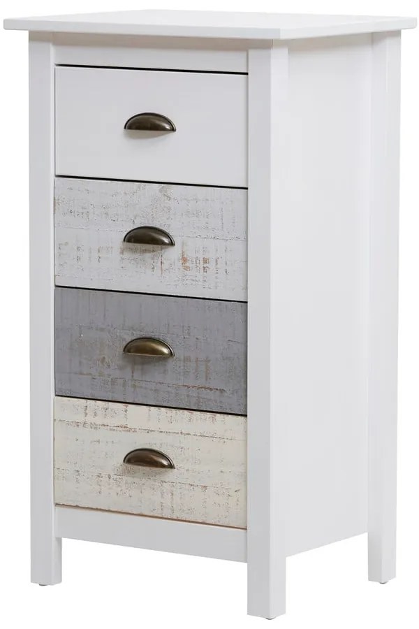 Cassettiera alta bianca e grigia con 4 cassetti , 46 x 80 cm Romantica - Marckeric