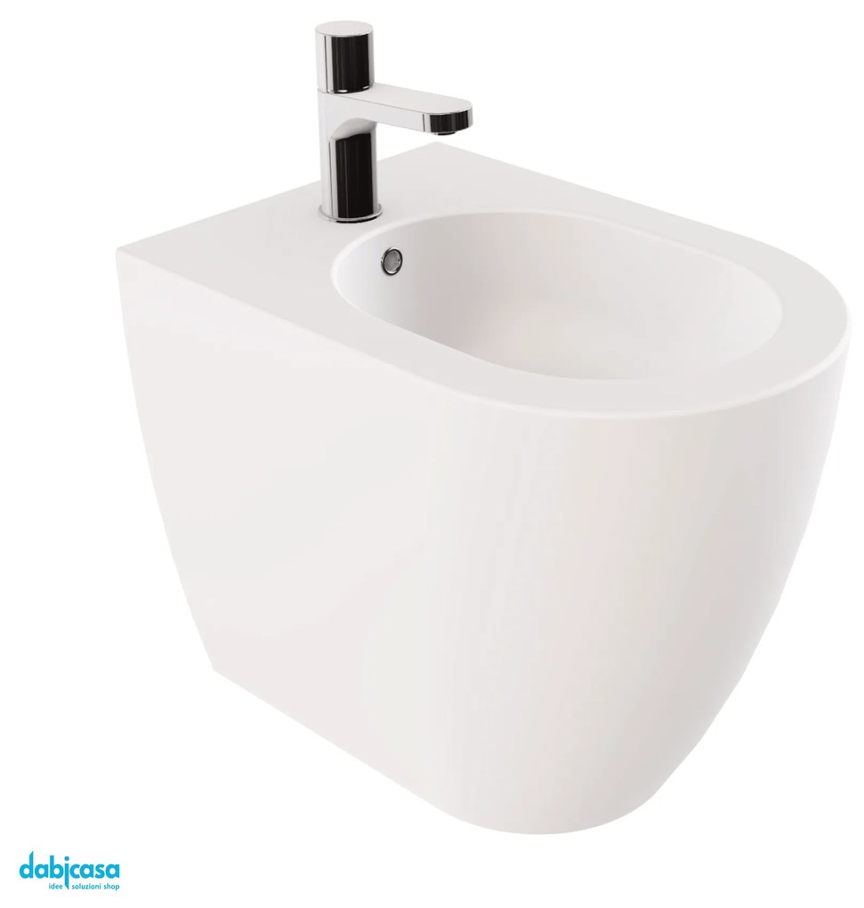 Azzurra Ceramica "Comoda" Bidet Da Terra Filo Muro Bianco Lucido