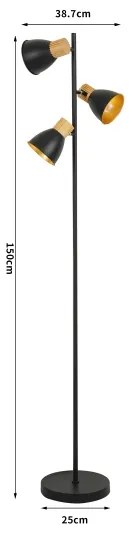 Brilagi - Lampada da terra ODENSE 3xE14/10W/230V legno di caucciù/nero