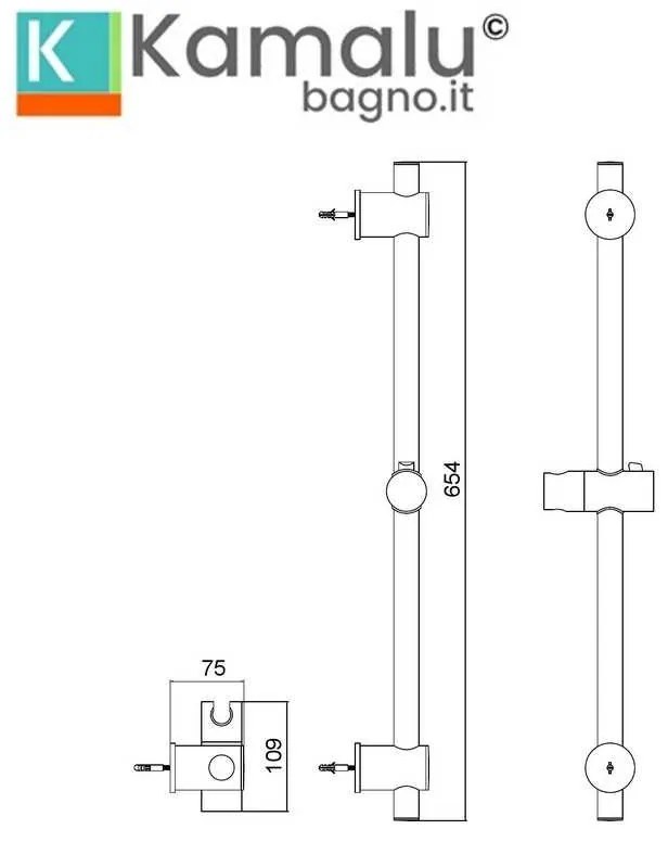 Kamalu - saliscendi doccia con base per doccetta finitura nera opaca | nico-11