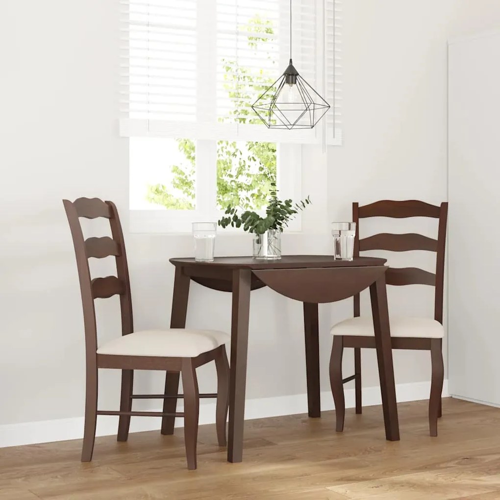 Sedie Da Pranzo Con Cuscini 2pz Marrone Legno Massello Di Hevea /