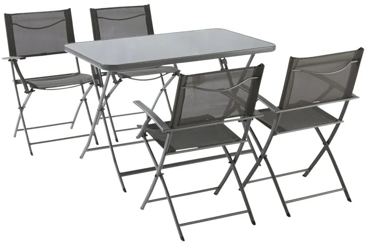 Set tavolo e sedie Emys NATERIAL in acciaio antracite per 4 persone