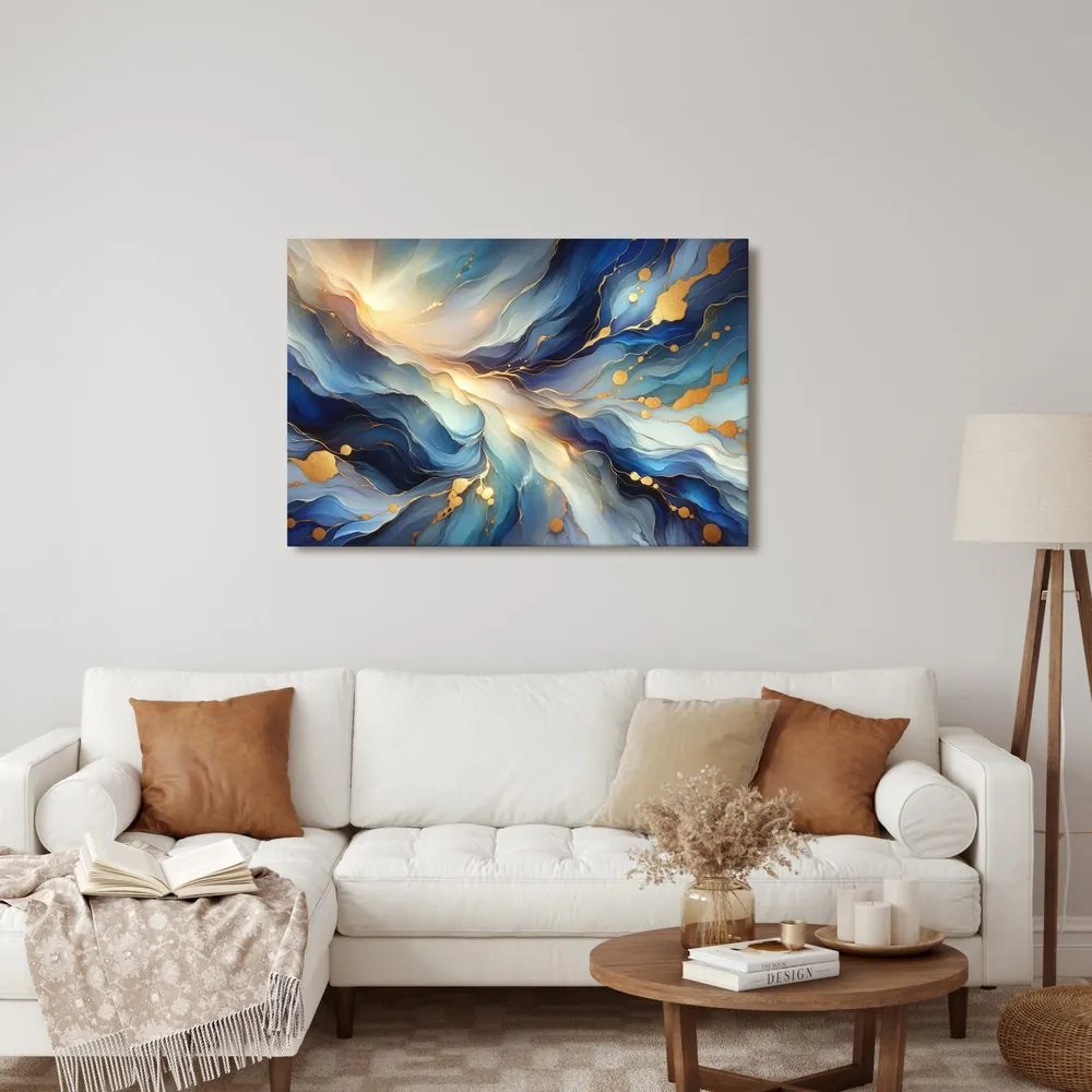 Quadro su tela – Flusso di luce blu e oro