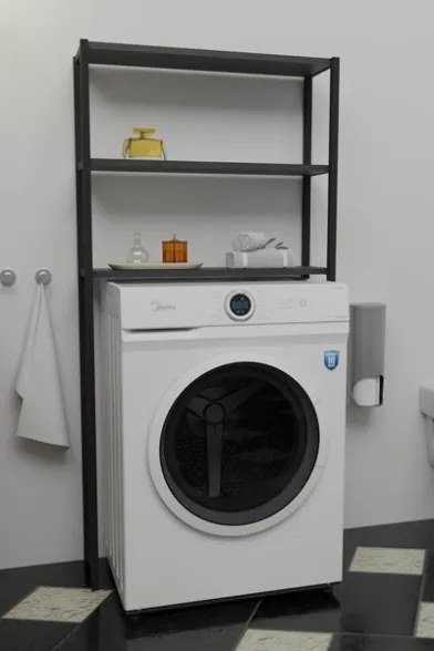 Mobile Coprilavatrice Stile Industrial 70x21x150 Con 3 Ripiani Ida Antracite