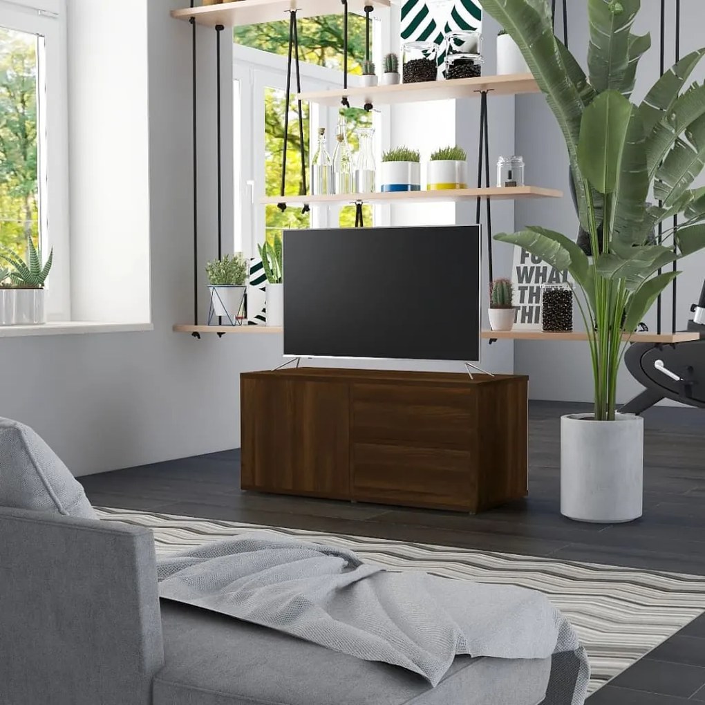 Mobile porta tv rovere marrone 80x34x36 cm in legno multistrato