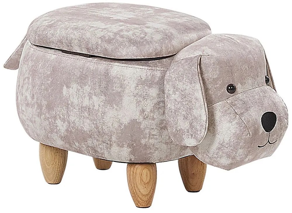 Pouf animaletto in velluto beige DOGGY Beliani