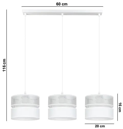 Lampadario a sospensione con filo LIMA 3xE27/60W/230V argento/bianco