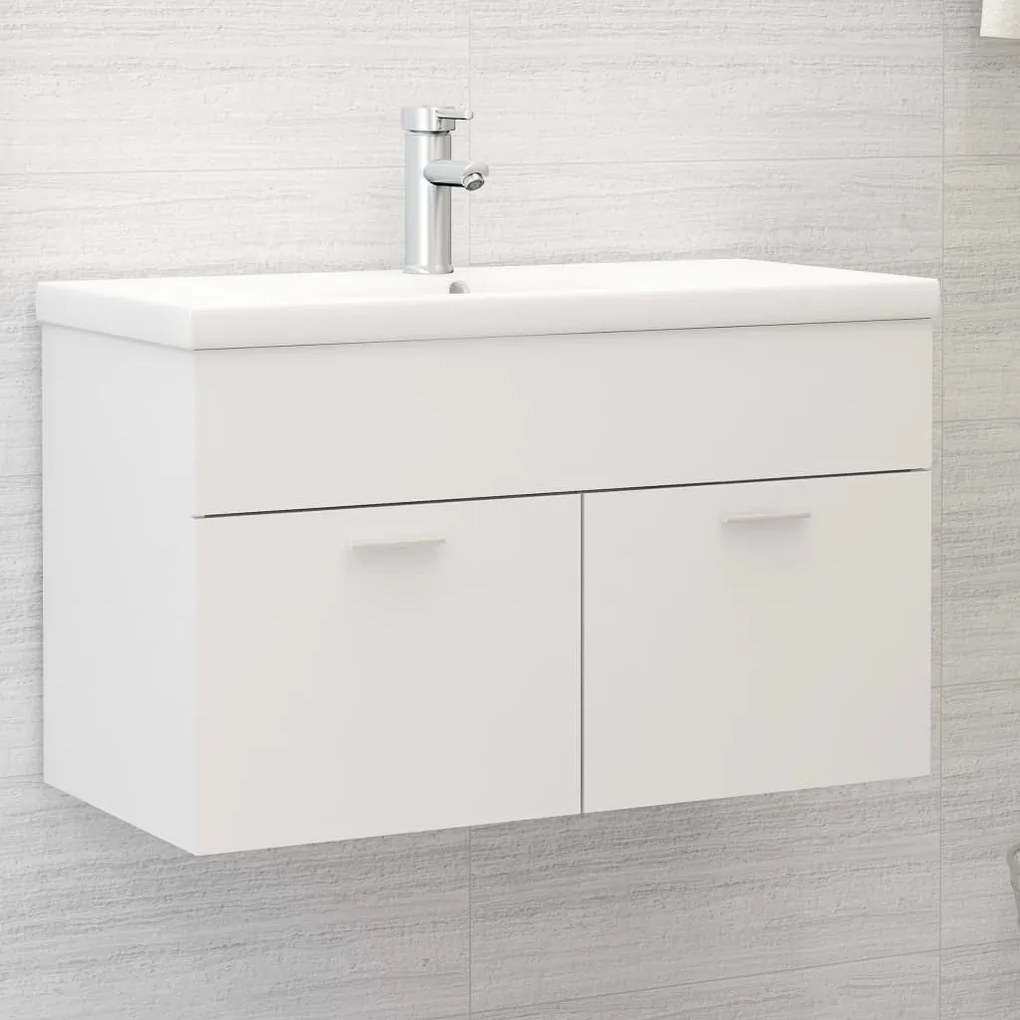 Mobile Da Bagno Con Lavabo Integrato Bianco İn Truciolato /