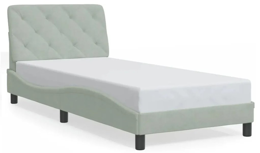 Giroletto Con Luci Led Grigio Chiaro 80x200 Cm İn Velluto /