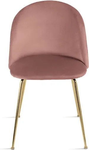 Sedia da pranzo in velluto Cipria e gambe metallo Oro - VENEZIA 2 sedie
