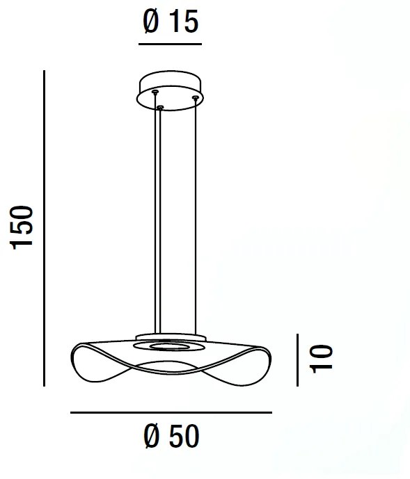 Sospensione in metallo verniciato bianco opaco con diffusore in acrilico.