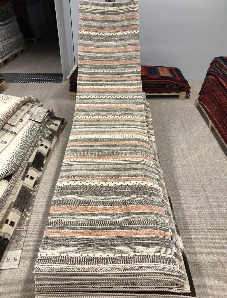 Loribaft Tappeto 80x340 Beige (Iran) Annodato A Mano