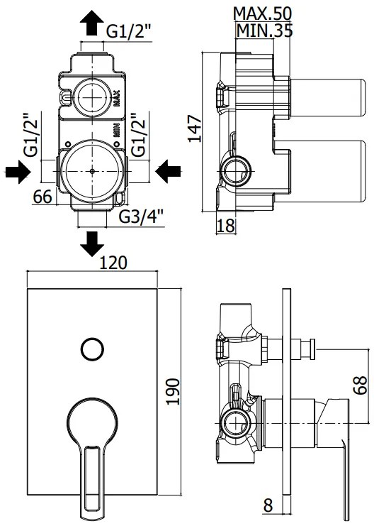 Paffoni Ringo Rin015 Miscelatore doccia ad Incasso Con Piastra in Abs Cromo