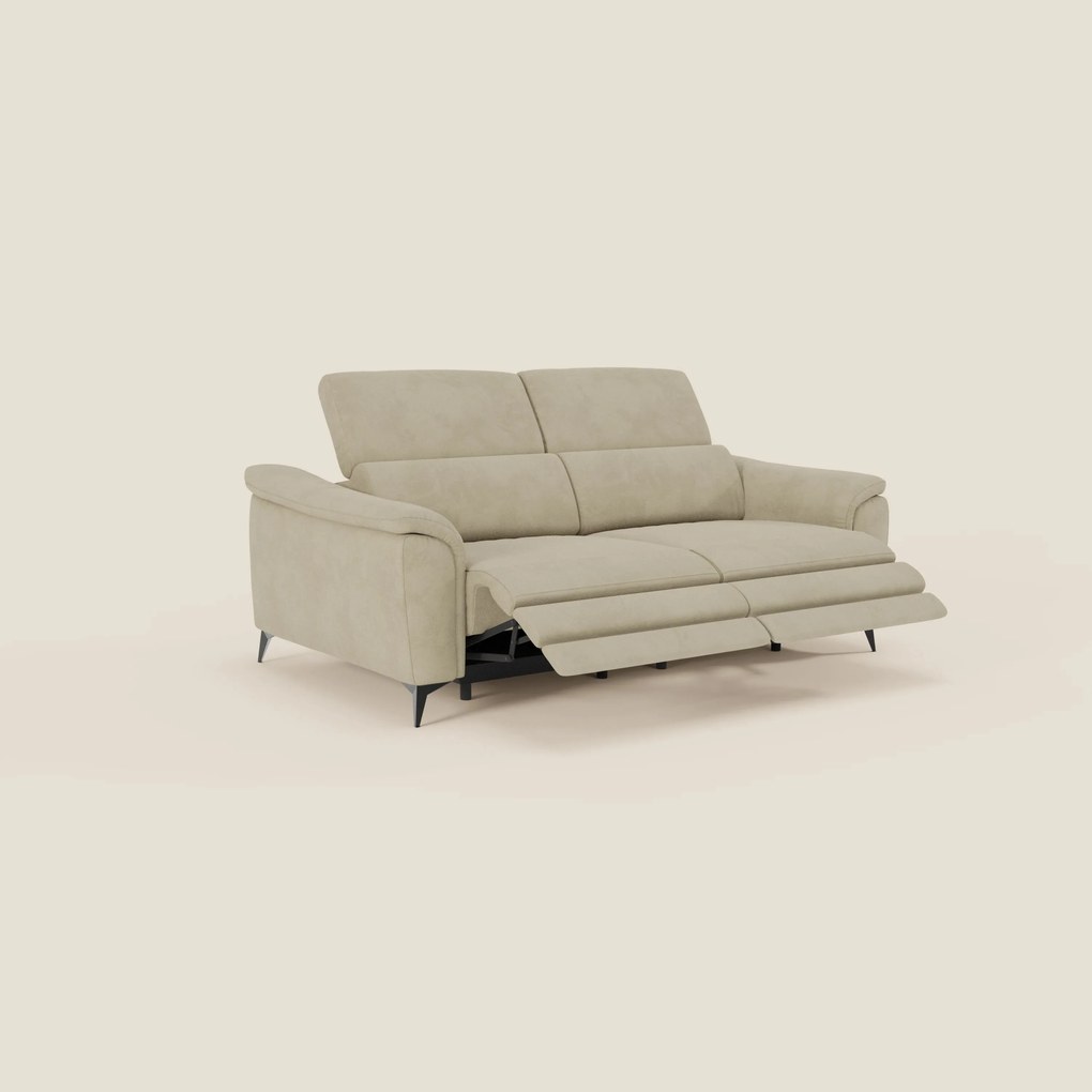 Arcos Divano 3 posti - piedini alti e poggiatesta reclinabili in microfibra impermeabile T11 beige