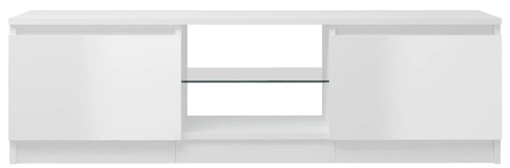 Mobile Porta TV con Luci LED Bianco Lucido 120x30x35,5 cm