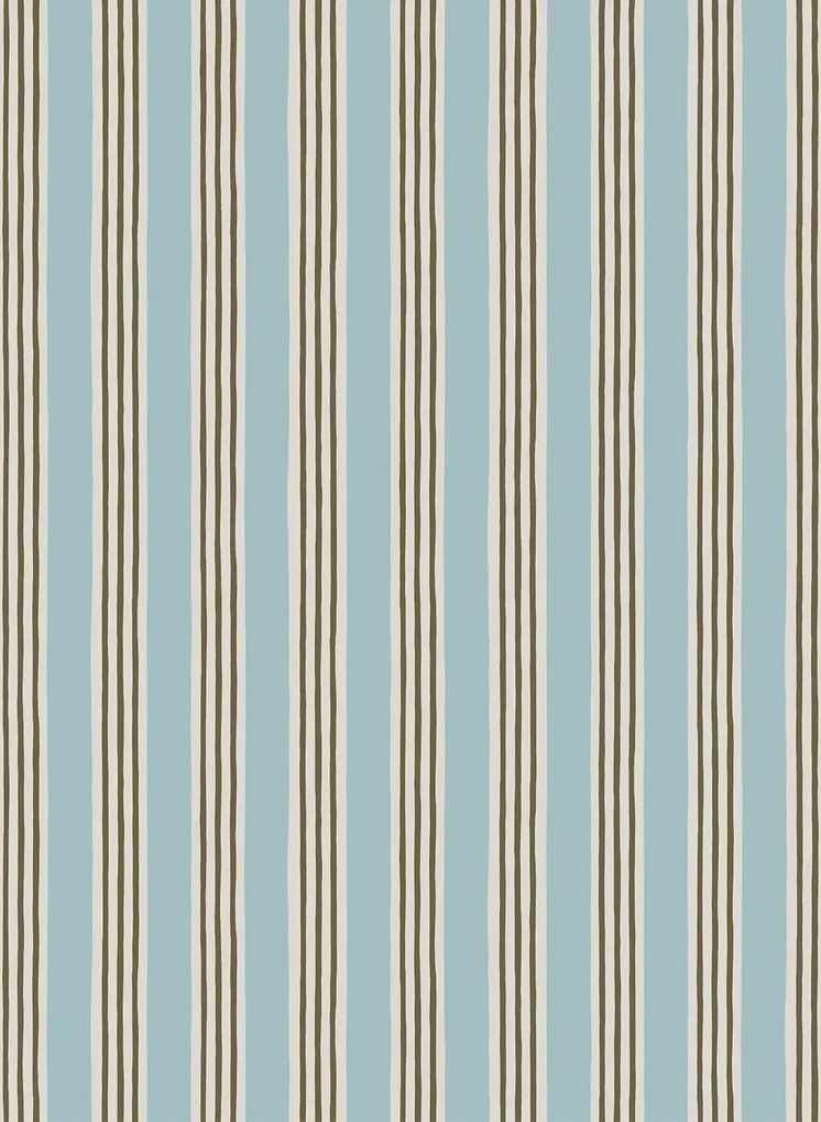 Josephine Munsey Carta da parati Kemble Stripe - Spruce/ Cobber/ Dew