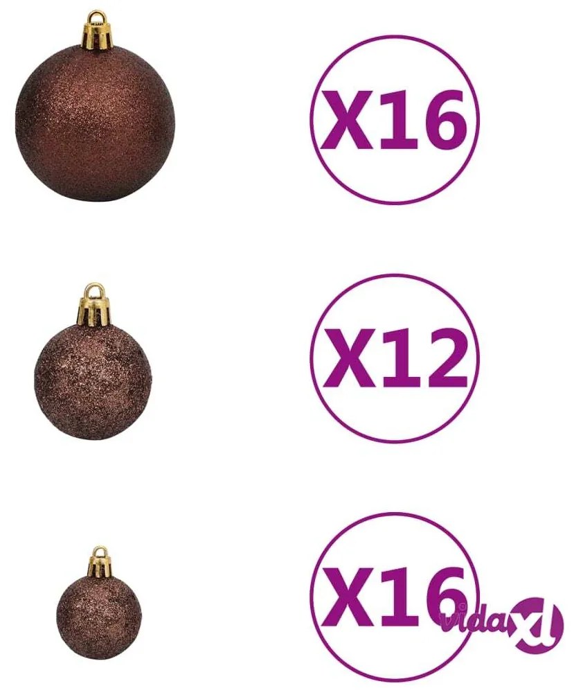vidaXL Set Palline di Natale 100 pz 3/4/6 cm Marrone/Bronzo/Oro