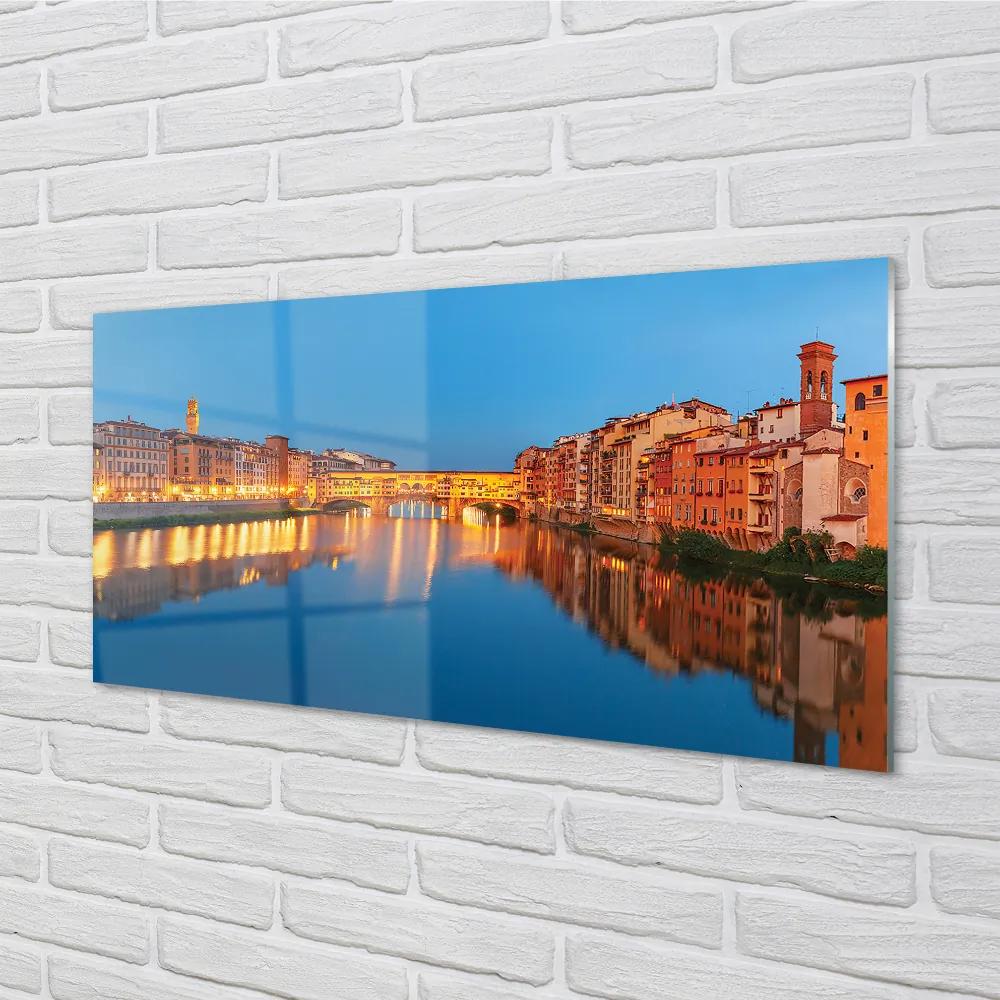 Quadro acrilico Italia River Bridges Buildings Night 100x50 cm