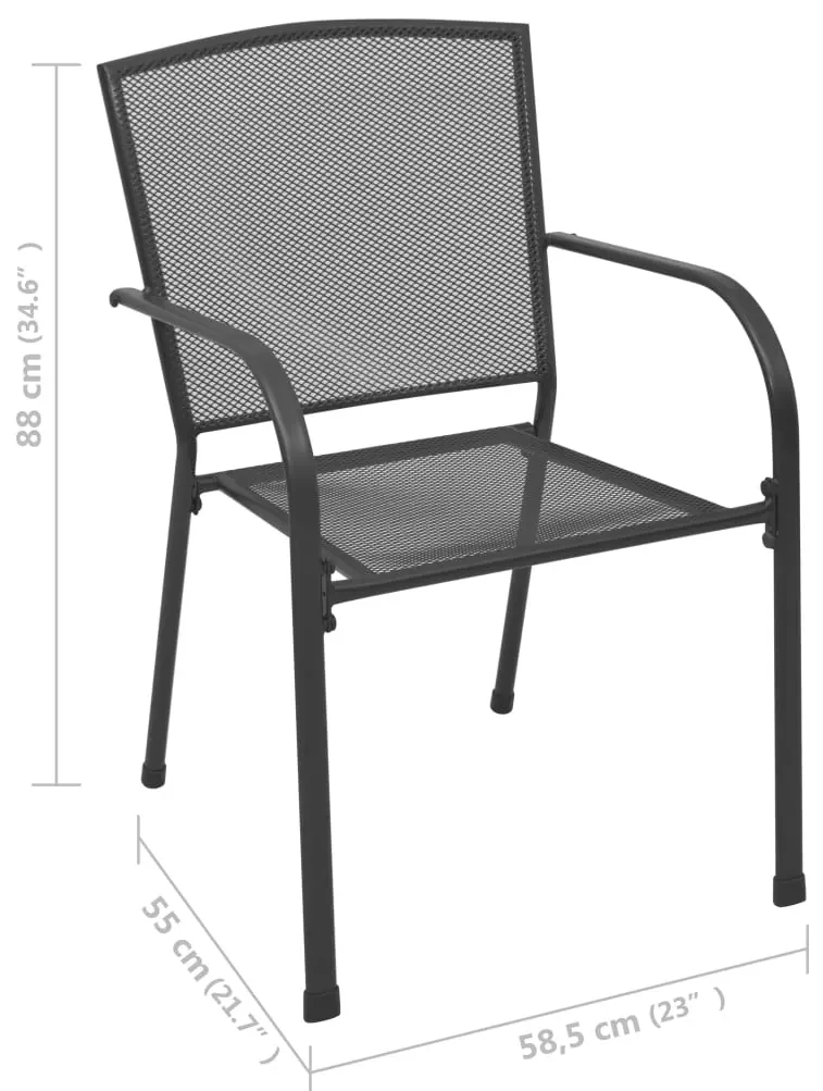 Sedie da esterno 4 pz design a rete in acciaio antracite